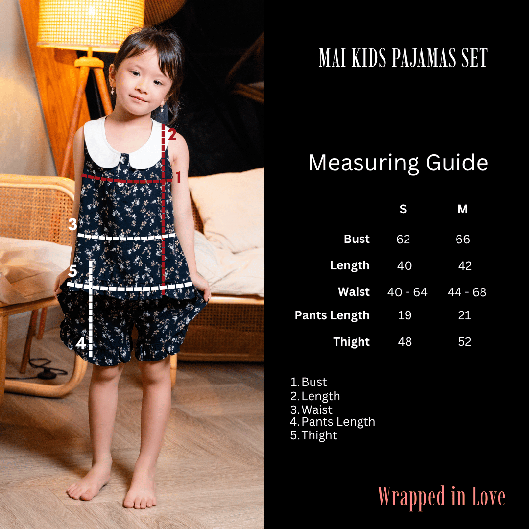Mai Kids Pajamas Set in Beige Blossom
