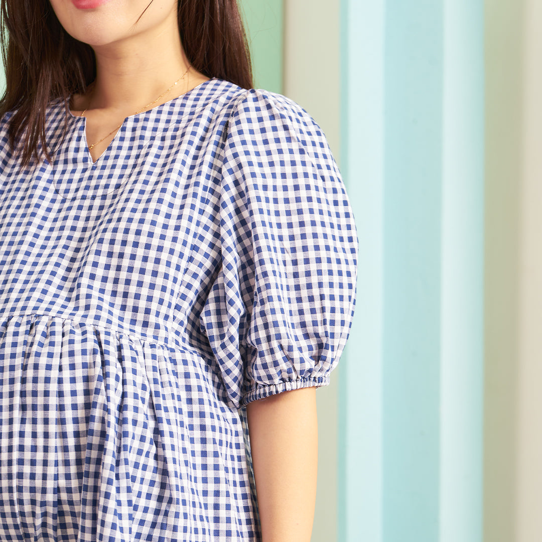 Margaret Nursing Dress in Navy Blue