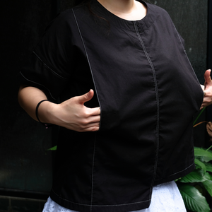 Mari Nursing Panel Top in Black