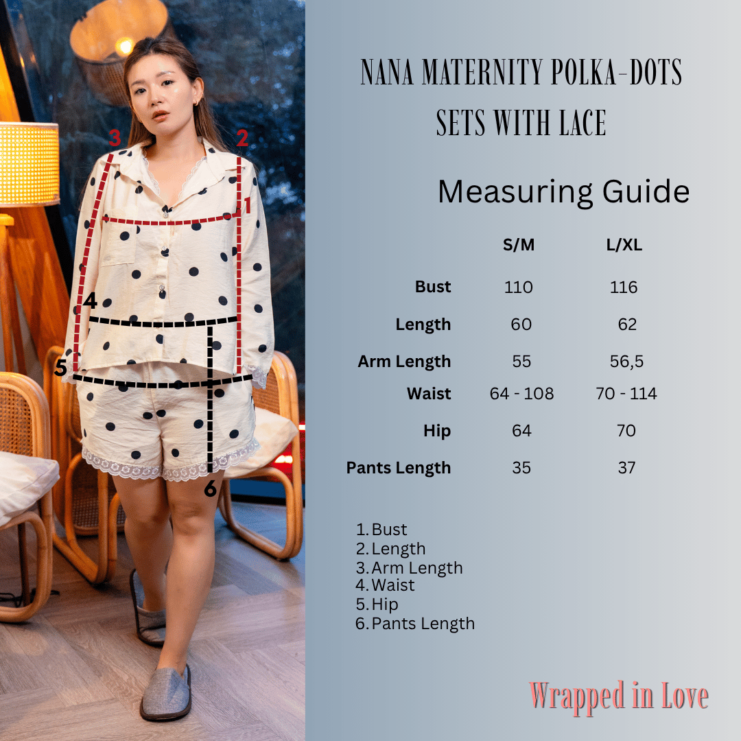 Nana Maternity Polka-Dots Sets With Lace in White