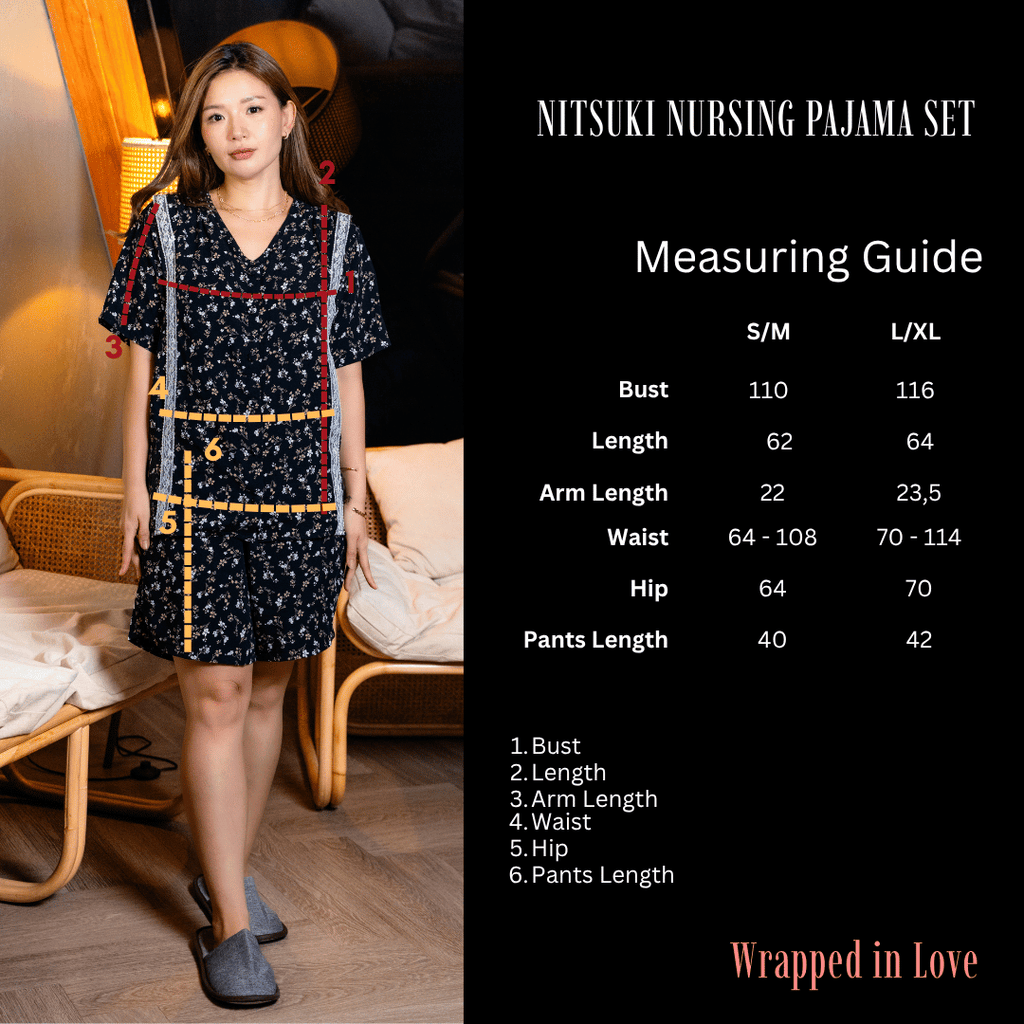 Nitsuki Nursing Pajama Set in Midnight Bloom