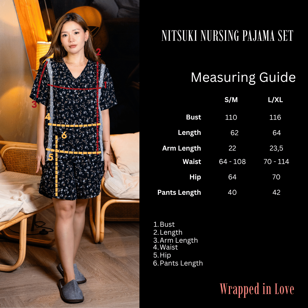 Nitsuki Nursing Pajama Set in Midnight Bloom