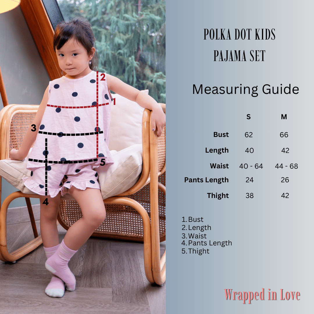 Polka Dot Kids Pajama Set in Blush Pink