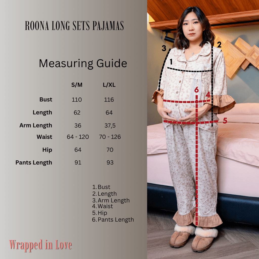 Roona Long Sets Pajamas in Beige Blossom