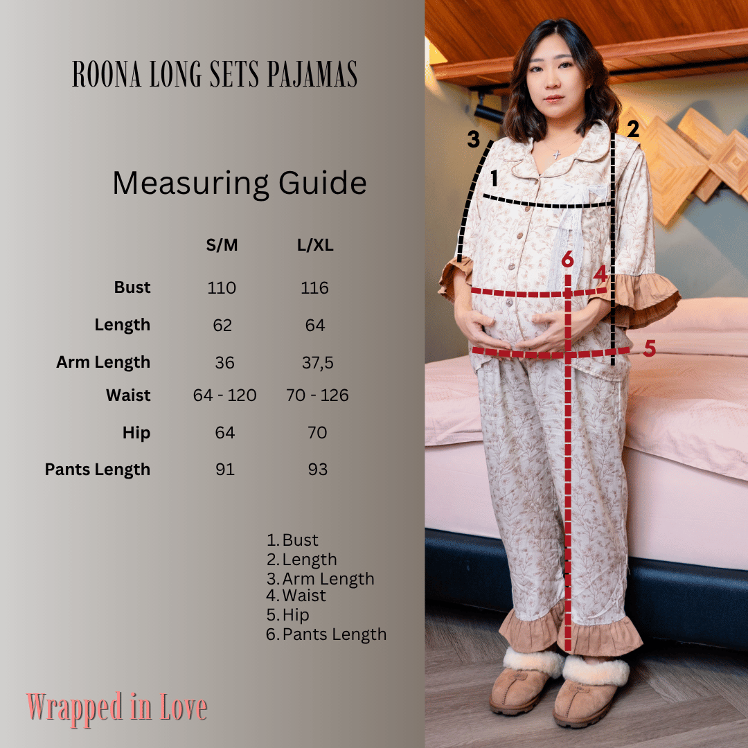 Roona Long Sets Pajamas in Beige Blossom