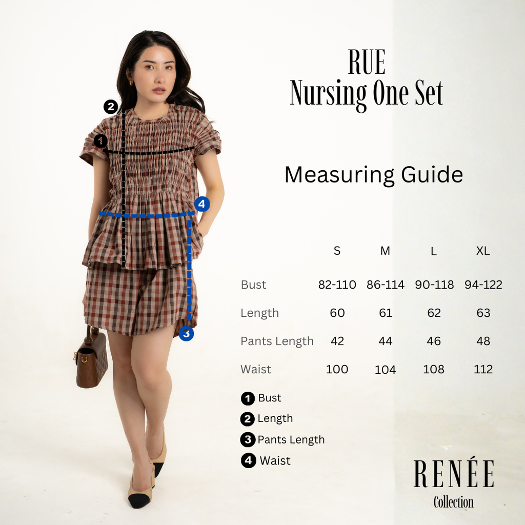 Rue Picnic Gingham Sets Top and Bottom in Brick Amber