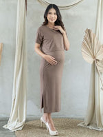 Muat gambar ke penampil Galeri, Luna Nursing Dress Latte Brown
