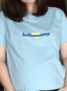 Hellomommy Logo Tee in Carolina Blue