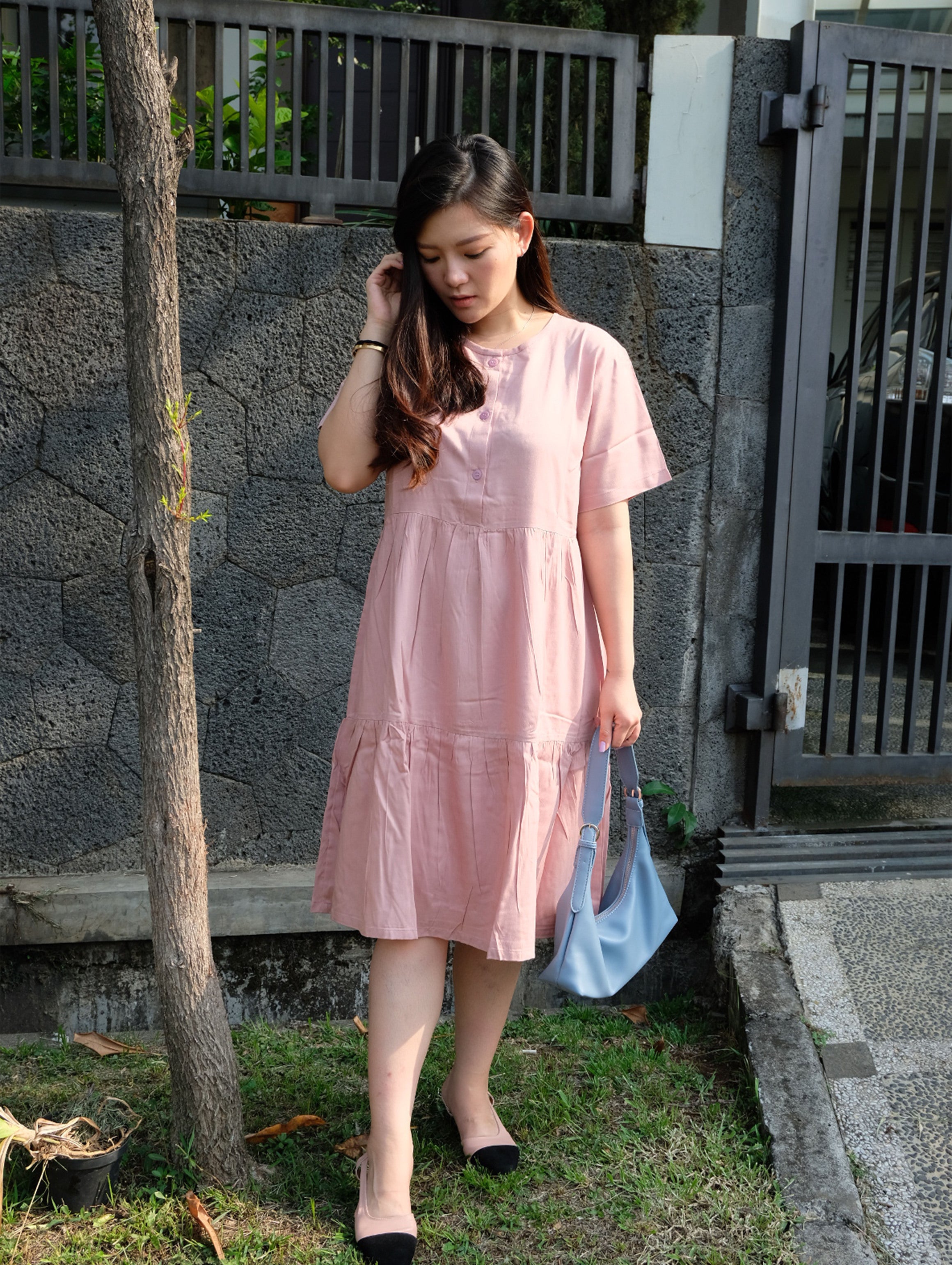 Bella Two Tiered Dress in Pink
