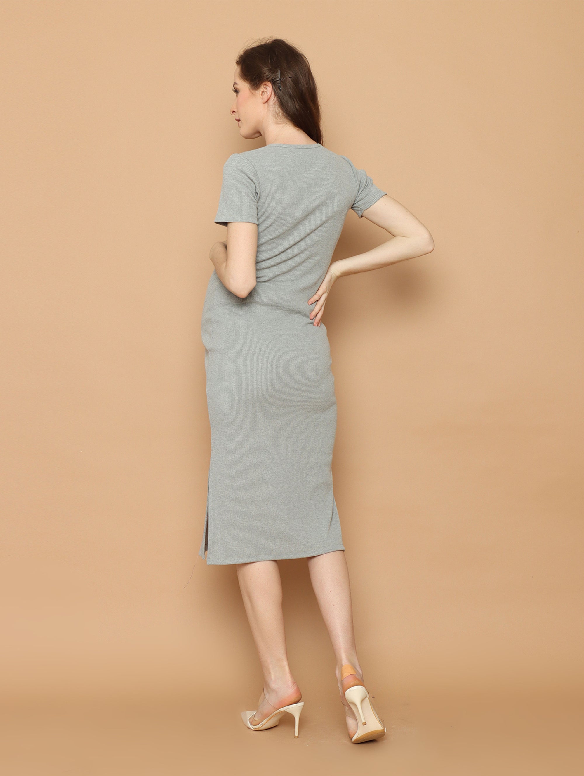Mandy rib dress in grey