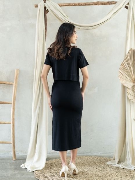 Luna Nursing Dress Jade Black