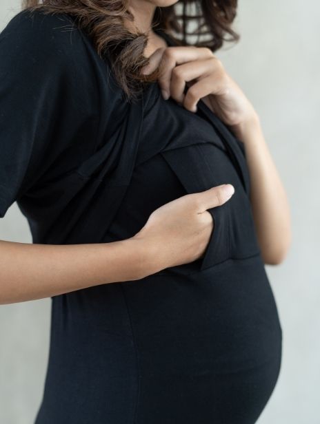 Luna Nursing Dress Jade Black