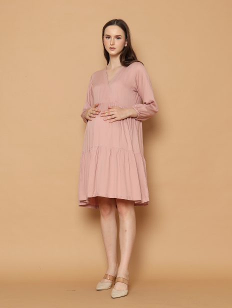 Maia Nursing Dress in Rose Pink