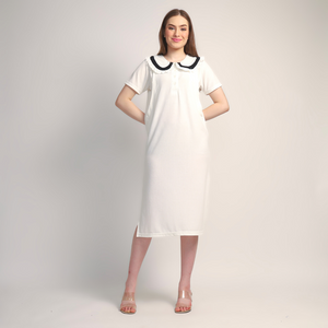 Betha Nursing Dress in Pearl White