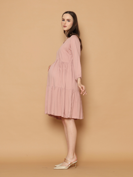 Maia Nursing Dress in Rose Pink