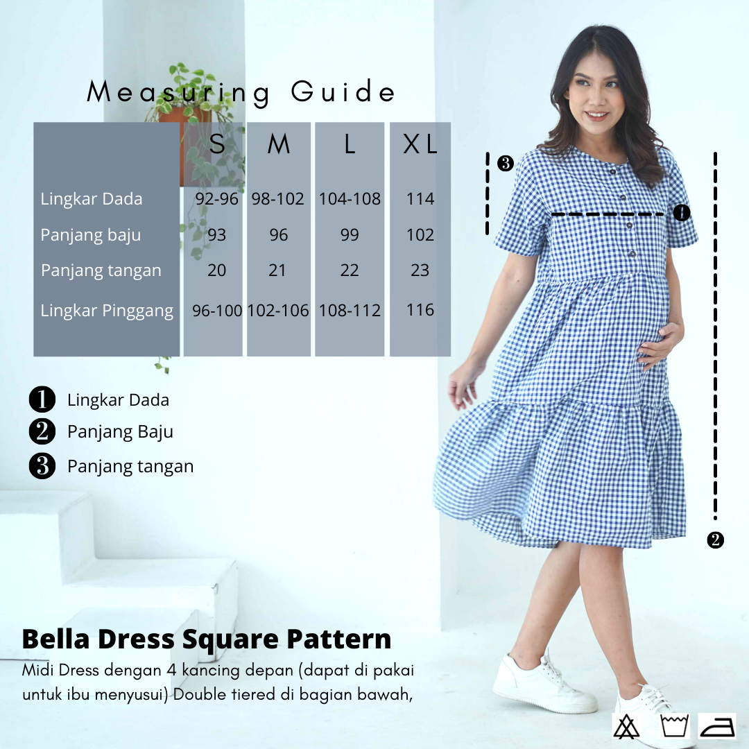 Bella Dress Square Pattern in Classic Blue