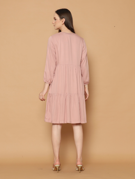 Maia Nursing Dress in Rose Pink