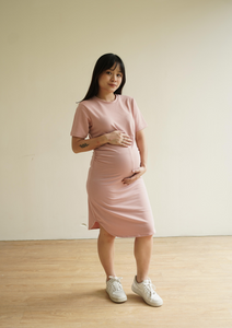 Kaylee Maternity Dress in Dusty Pink