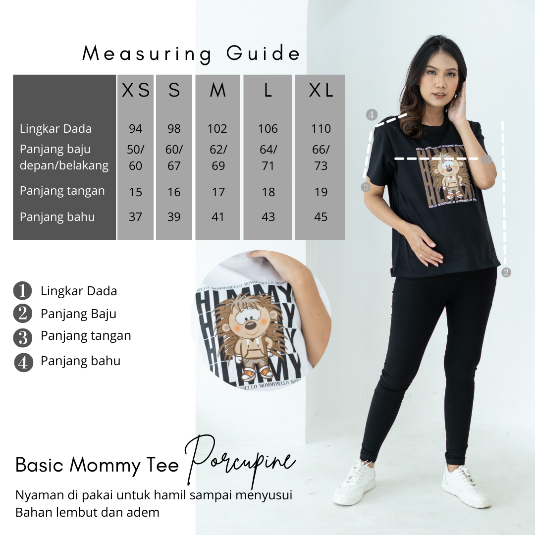 Basic Mommy Tee Porcupine White
